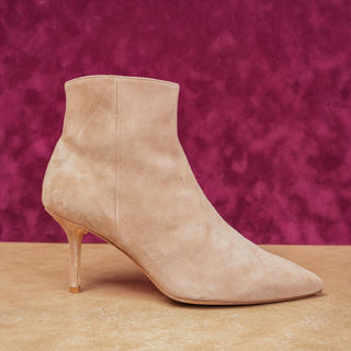 L'Agence Women Jeannie Pointed Toe Dress Taupe Suede Boots sz 8US EUR 38.5
