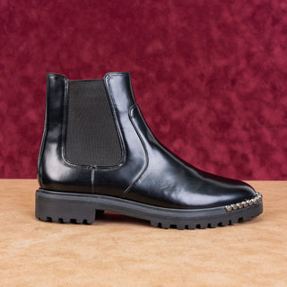 Schutz Women Daisha Embellished Patent Leather Chelsea Ankle Boots sz 8