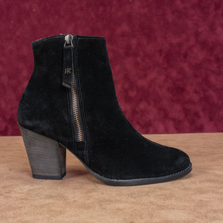 Paul Green Women Reya Black Suede Western Zip Stack Heel Ankle Boots 7US AUS 4.5