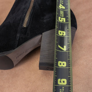 Paul Green Women Reya Black Suede Western Zip Stack Heel Ankle Boots 7US AUS 4.5