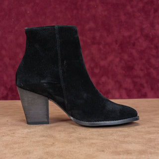 Paul Green Women Reya Black Suede Western Zip Stack Heel Ankle Boots 7US AUS 4.5
