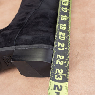 Sam Edelman Women Pam Black Suede OTK Zip Stretch Flat Lug Boots size 7