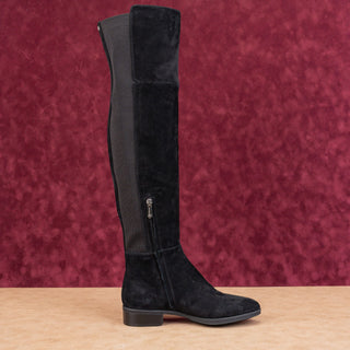 Sam Edelman Women Pam Black Suede OTK Zip Stretch Flat Lug Boots size 7