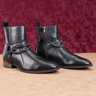 Blake McKay Men Dunbar Black Leather Harness Ankle Boots sz 7.5