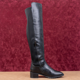 Blondo Women Sierra Black Leather elastic Panel Waterproof OTK Boots sz 9