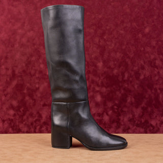 Nordstrom Women Hanna Black Leather Fashion Riding Knee Boots sz 8