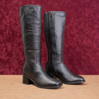 La Canadienne Women Jack Waterproof Festival Square Black Leather Zip Boots sz 7