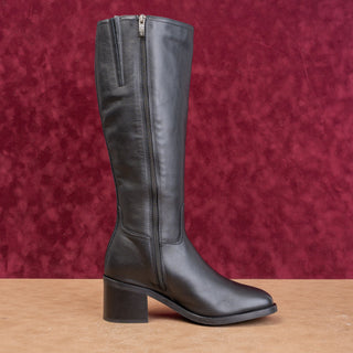 La Canadienne Women Jack Waterproof Festival Square Black Leather Zip Boots sz 7