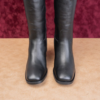 La Canadienne Women Jack Waterproof Festival Square Black Leather Zip Boots sz 7