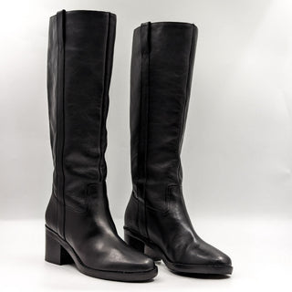 Marc Fisher Women Hydria Black Leather Western Pull Tabs Boots size 7