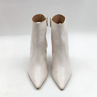 Stuart Weitzman Women Stuart 85 Stretch Vanilla Leather Stiletto Boots size 7.5