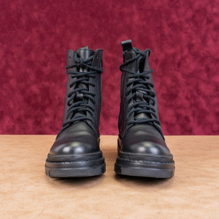 Steve Madden Women Jasi Black Leather Festival party Combat Boots sz 7.5