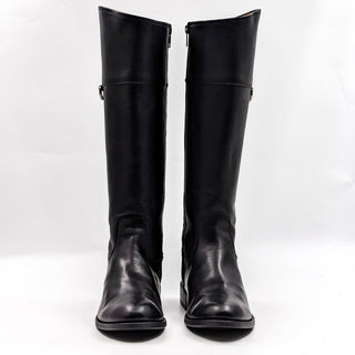 Frye Women Melissa D Ring Black Leather Riding Zip Tall Boots size 8