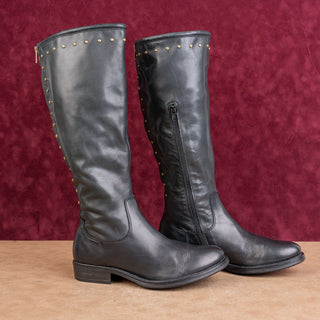 Mooia Women Black Leather Classic Riding Vintage Y2K Knee Boots 6.5US EUR37