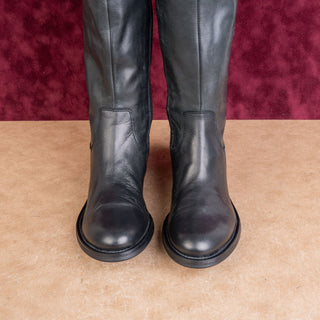 Mooia Women Black Leather Classic Riding Vintage Y2K Knee Boots 6.5US EUR37