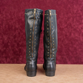 Mooia Women Black Leather Classic Riding Vintage Y2K Knee Boots 6.5US EUR37