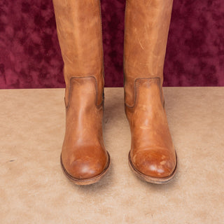 Frye Women Melissa Button Zip Brown Leather Equestrian Riding Knee Boots sz 7.5