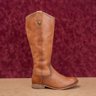 Frye Women Melissa Button Zip Brown Leather Equestrian Riding Knee Boots sz 7.5