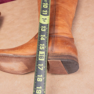 Frye Women Melissa Button Zip Brown Leather Equestrian Riding Knee Boots sz 7.5