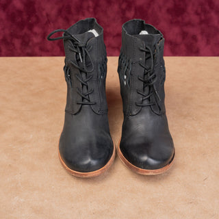 Modern Vintage Women Vintage Retro 90s Lace Black Leather Boots sz 10US EUR 40