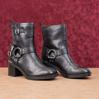 DKNY Women Nolan Vegan Leather Harness Moto Biker Ankle Boots sz 7