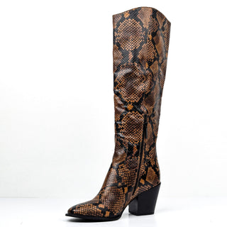 Calvin Klein Women Massie Snake Print Vegan Leather Fashion Knee Boots sz 8