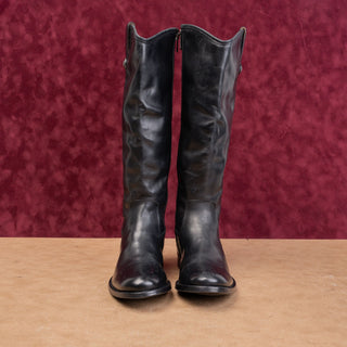 Frye Women Melissa Zip Button Black Leather Classic Riding Equestrian Boots 6