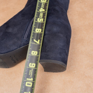 Aquatalia Women Navy Blue Suede Zip Ankle Dress Square Toe Boots sz 12