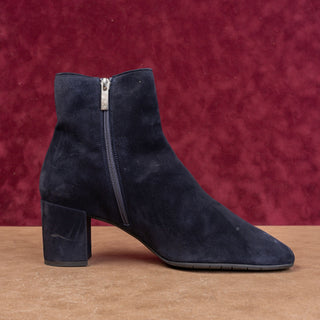 Aquatalia Women Navy Blue Suede Zip Ankle Dress Square Toe Boots sz 12