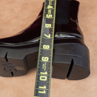 Stuart Weitzman Women Norah Chelsea Black Patent Leather Platform Boots size 9