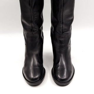 Marc Fisher Women Hydria Black Leather Western Pull Tabs Boots size 7