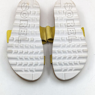 Sorel Women Roaming Slide Sunnyside Yellow Suede Platform Buckle Sandals 9.5M