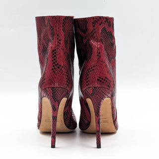 Paris Texas Women Stiletto Red Leather Python Print Pointy Toe boots 8.5US 39EUR