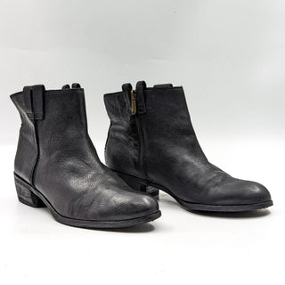 Sam Edelman Women James Black Leather Western Pull Tab Riding Boots size 9