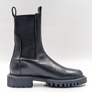 AllSaints Women Harlee Black Leather Platform Festival Chelsea Boots 7US EUR37