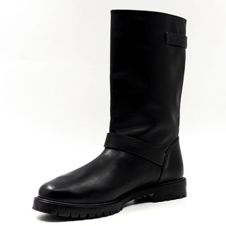 Lafayette 148 Women Jordan Black Leather Buckled Moto Biker Boots sz 9 US EUR 39