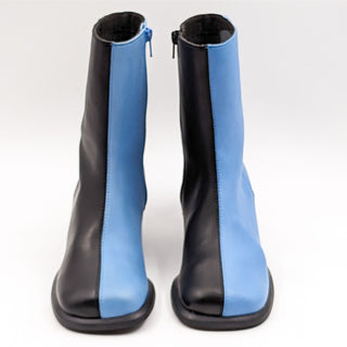 Camper Women Twin Color Black Blue Block Retro 90s Leather ankle Boots 6US EUR36