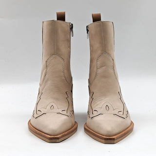 Dolce Vita Women Ramson Western Cowboy Cream Leather Ankle Boots sz 6.5