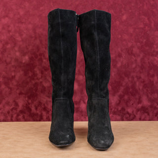 Blondo Women Tess Black Suede Waterproof Block Heel Knee Zip Boots sz 7