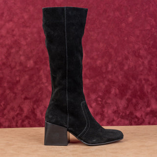 Blondo Women Tess Black Suede Waterproof Block Heel Knee Zip Boots sz 7