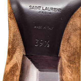 Saint Laurent Niki 85mm Brown Suede Logo Heel Ankle Fold Boots 9US EUR39.5