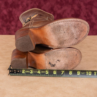 Frye Women Carmel dark brown Leather Strap Western Cowboy Ankle Boots sz 6.5