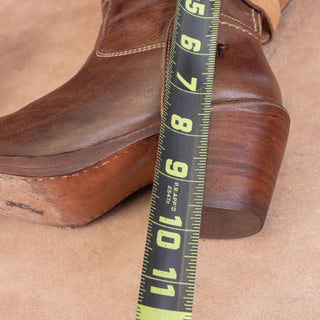 Frye Women Carmel dark brown Leather Strap Western Cowboy Ankle Boots sz 6.5
