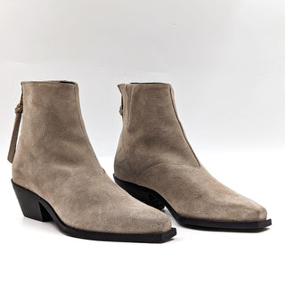 AllSaints Women Lenora Western Cowboy Grey Suede Zip Boots sz 7US EUR 37