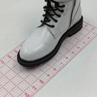 AllSaints Women Brigade Lace-up Zipper Lug Sole White Leather Boots sz 6US EUR36