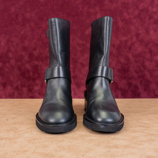 Stuart Weitzman Women Boulevard Black Leather Moto Buckle Mid Calf Boots sz 9