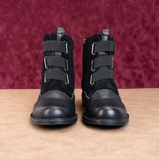 Dave Tate Women Clovis Luxe Black Leather Zip Ankle Zip Fashion Boots sz 7