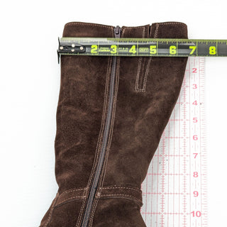 La Canadienne Women Waterproof Brown Suede Heeled Buckle Zip Knee Boots size 6