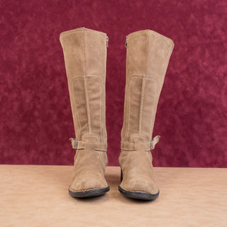 Clarks Women Derby Tan Leather Vintage Retro 90s Riding Knee Boots sz 7
