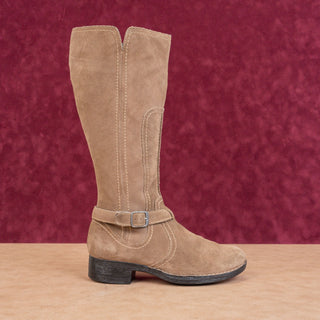 Clarks Women Derby Tan Leather Vintage Retro 90s Riding Knee Boots sz 7